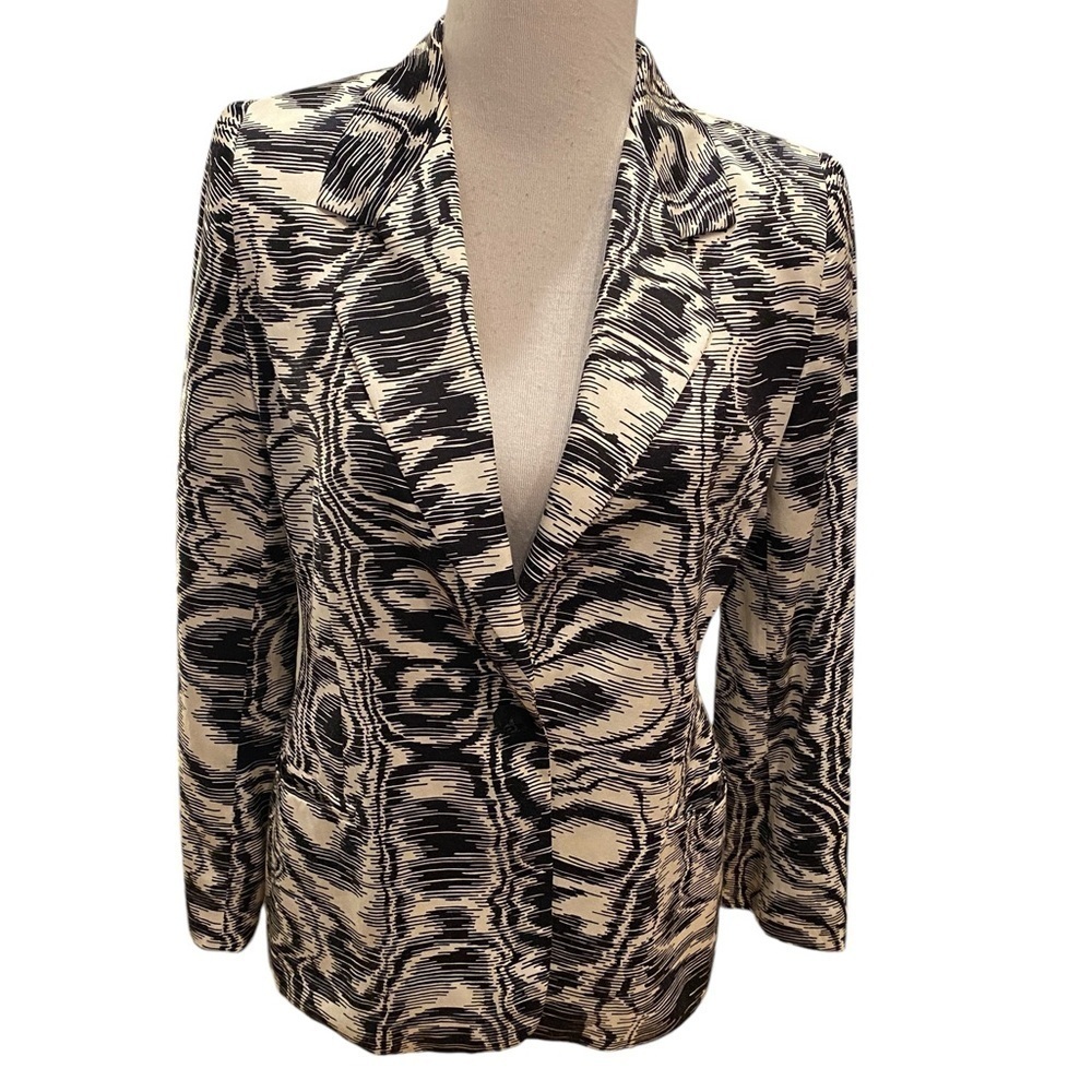 Escada Margaretha Ley Woman Silk/Cotton Zebra Leopard Animal Print Blazer Sz.38